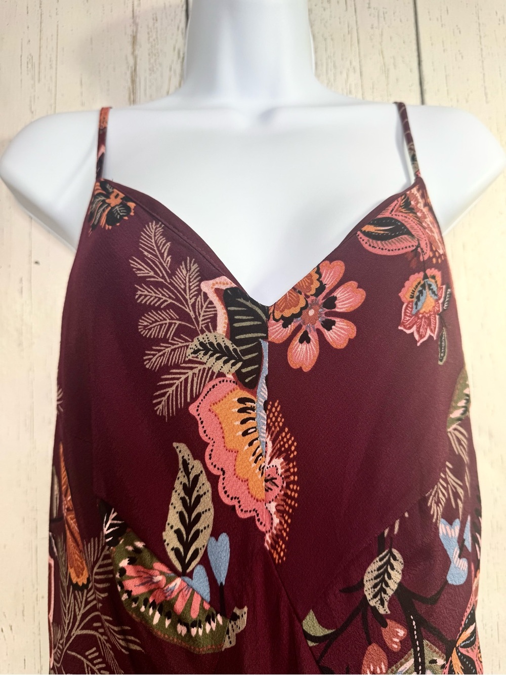 Maurices Burgundy Floral Maxi Dress Boho Cottagecore Slip Dress Whimsical M - Picture 2 of 16
